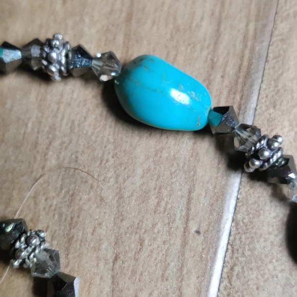 Vintage Raw Turquoise and Silver Necklace Set - Picture 10 of 11